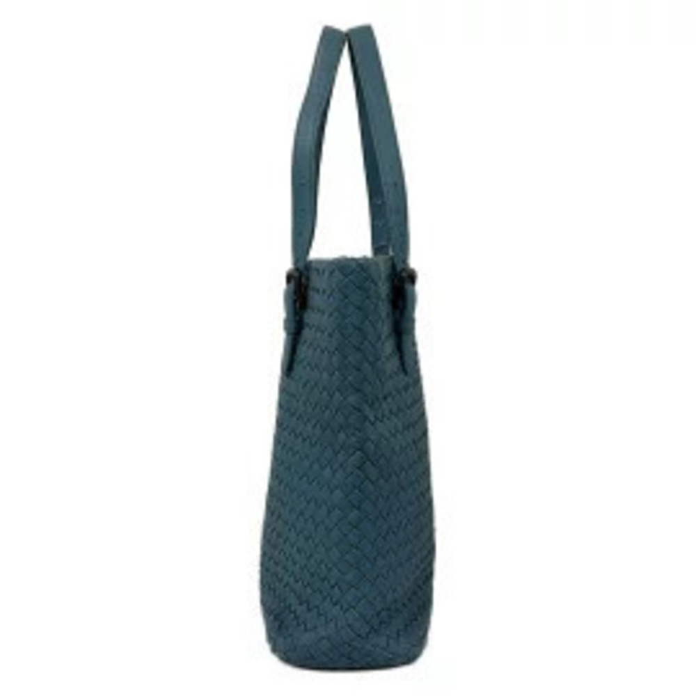 Bottega Veneta Intrecciato Tote Bag Blue Leather - Picture 3 of 5